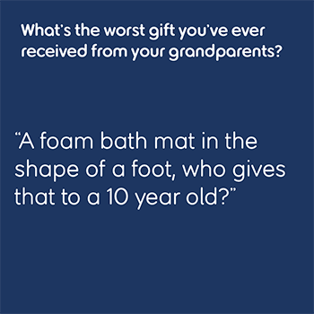 A quote about a bath mat being the worst gift