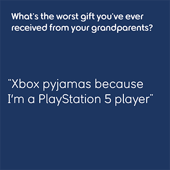 A quote about pyjamas being the worst gift