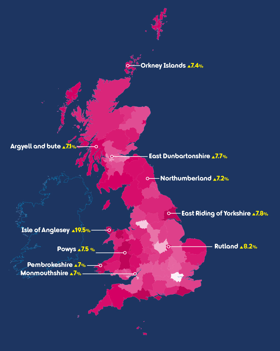 infographic depicting top 10 populated areas of over 65 year olds 1998-2018.