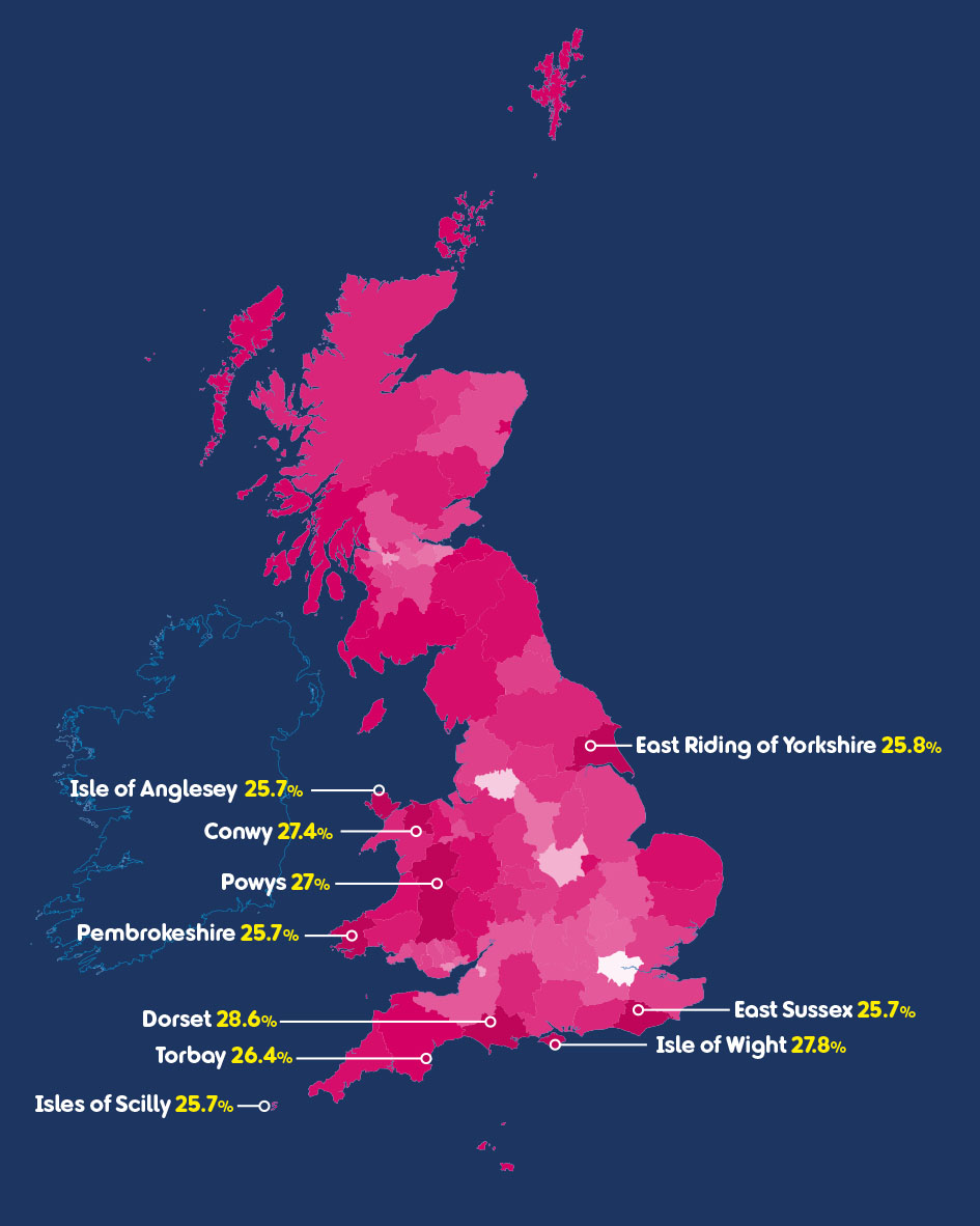 infographic depicting top 10 populated areas of over 65 year olds.