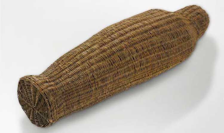 wicker coffin in the shape of a wicker man