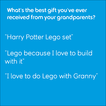 Three quotes about lego being the best gift