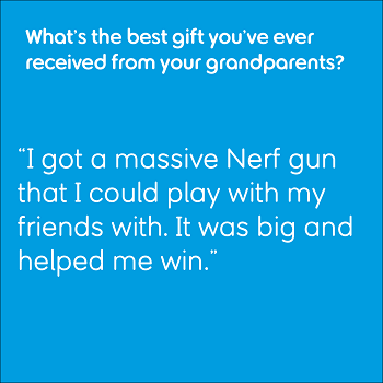 A quote about a nerf gun being the best gift