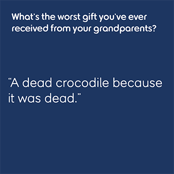 A quote about a dead crocodile being the worst gift