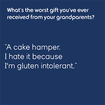 A quote about food being the worst gift