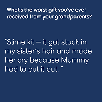 A quote about a slime kit being the worst gift