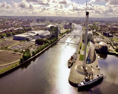 Aerial view over river clyde in Greenock & Largs