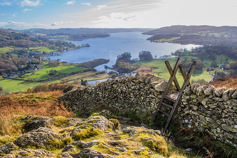 Autumnal landscape of Lake Windermere