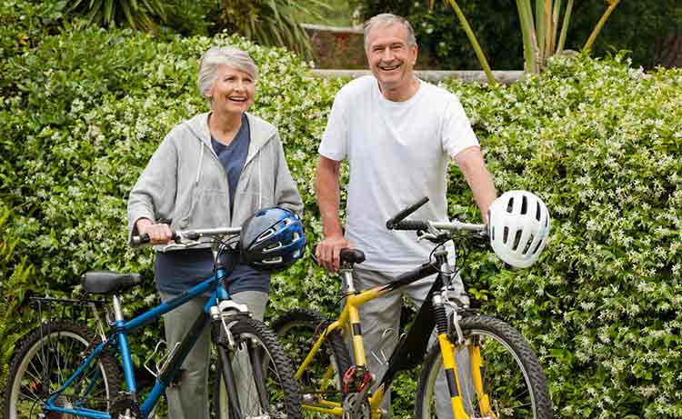 a couple about to go on a bike ride