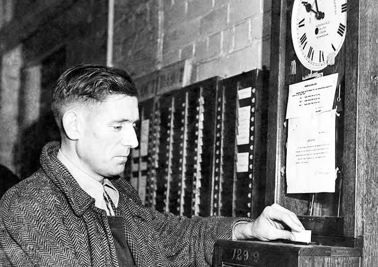 father clocking in to work