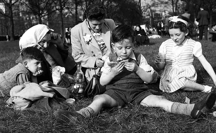 family picnicking in the park
