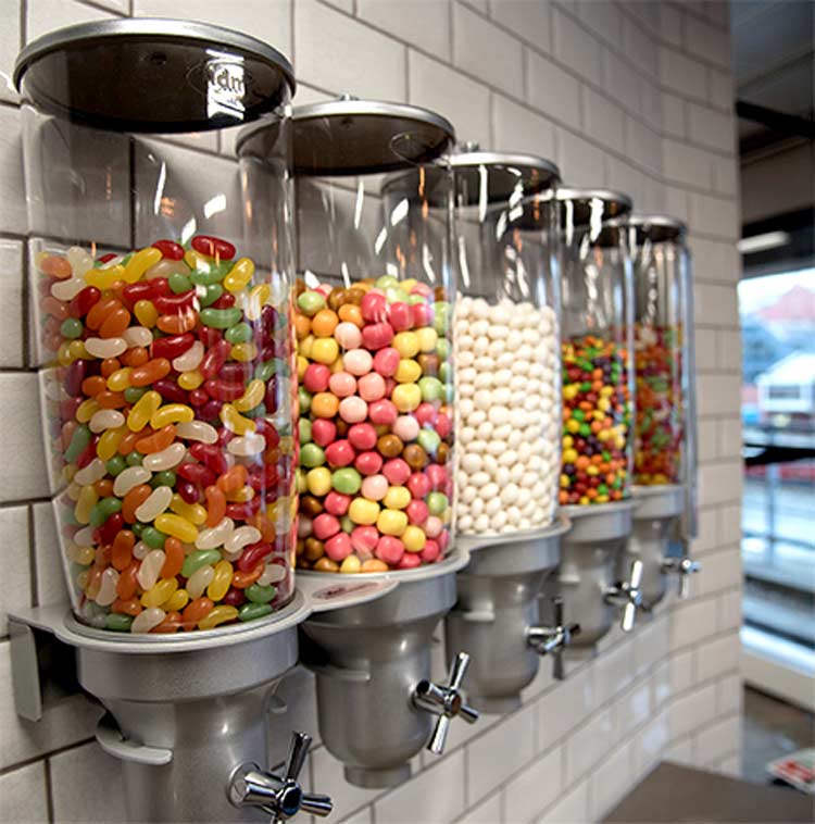 Sweet containers in the kitchen.