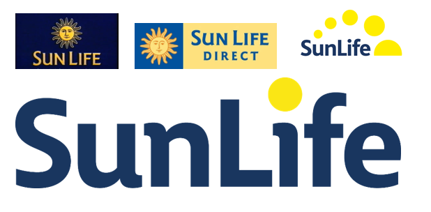 A range of SunLife logos over their history.