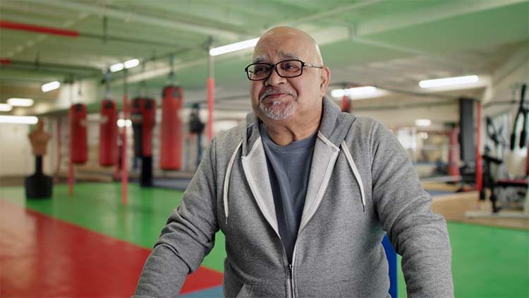 alan in the boxing gym