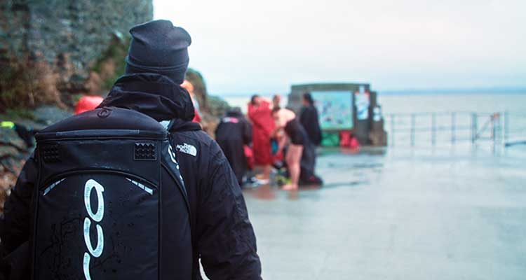 jim heading to meet other open water swimmers